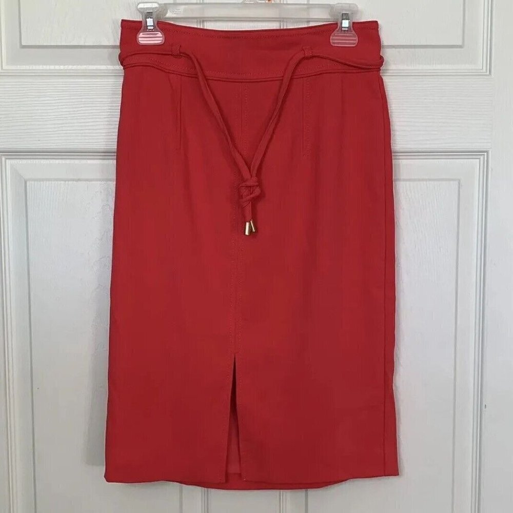 Ann Taylor Petites Womens 4P Coral Dark Pink Pencil Skirt NWT